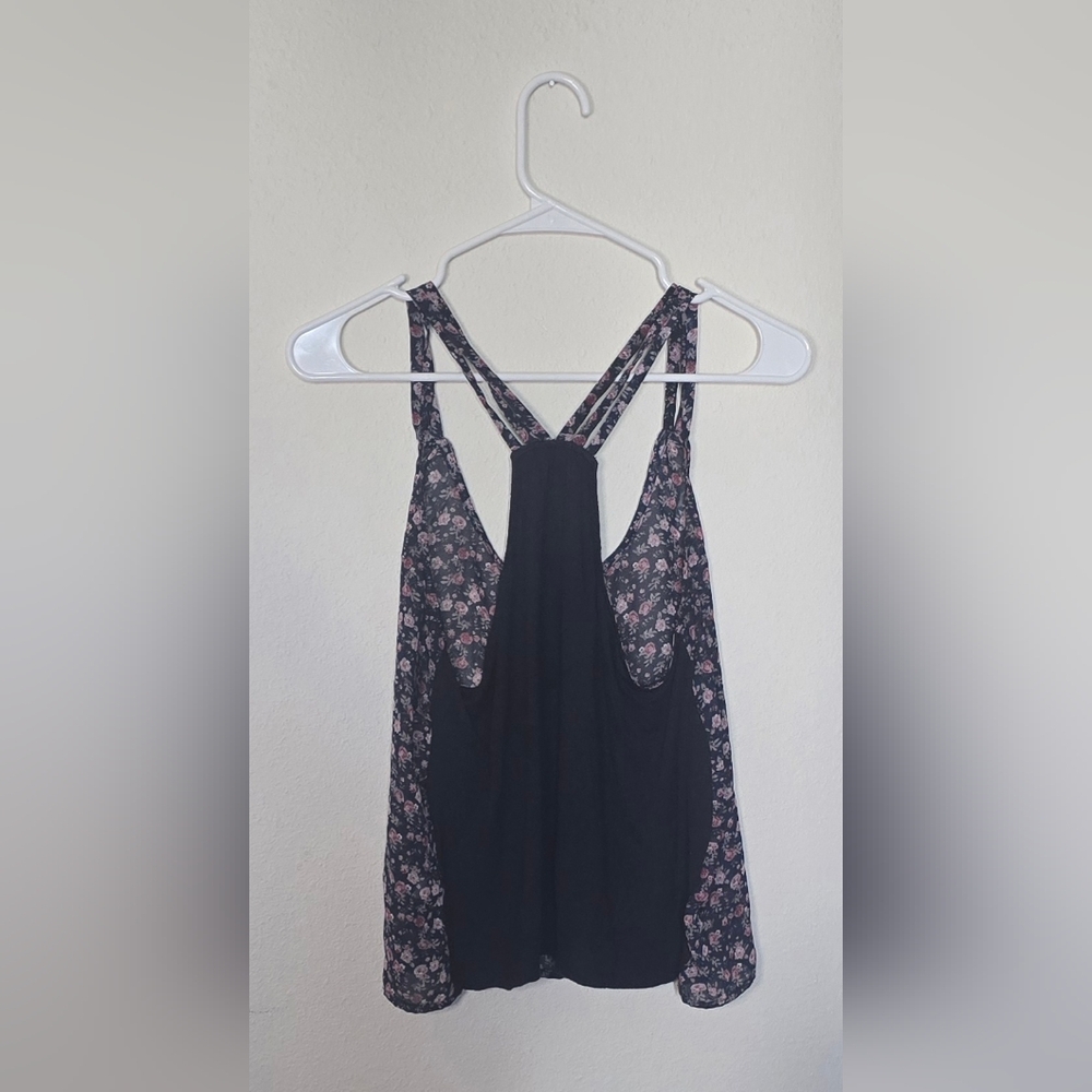 Papermoon Floral Racerback Tank Top Sleeveless Casual Blouse Medium - Picture 2 of 4